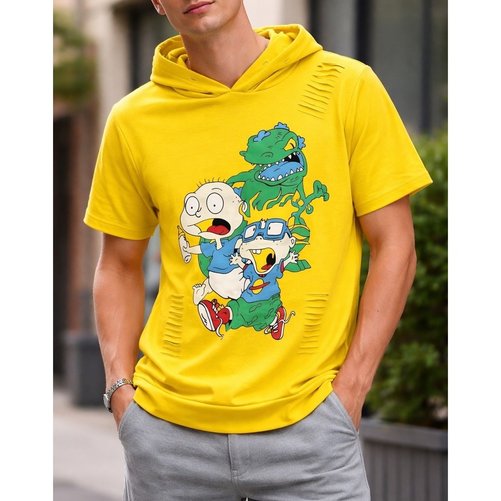 Rugrats Nickelodeon Cartooncore Y2K Retro Streetwear Graphic Hoodie Short Sleeve